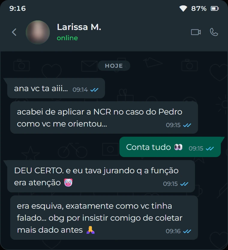 Depoimento de Larissa M., Psicóloga Terapeuta ABA, São Paulo/SP
