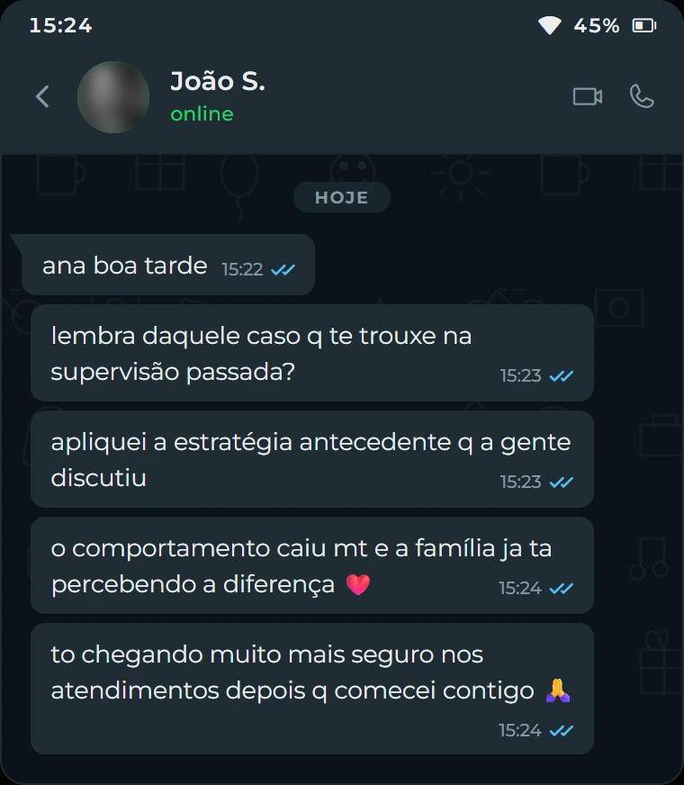 Depoimento de João S., Psicólogo em Formação ABA, Porto Alegre/RS